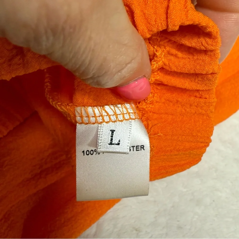 Temu size large Vibrant Orange faux Button-Up Tank and Shorts Set